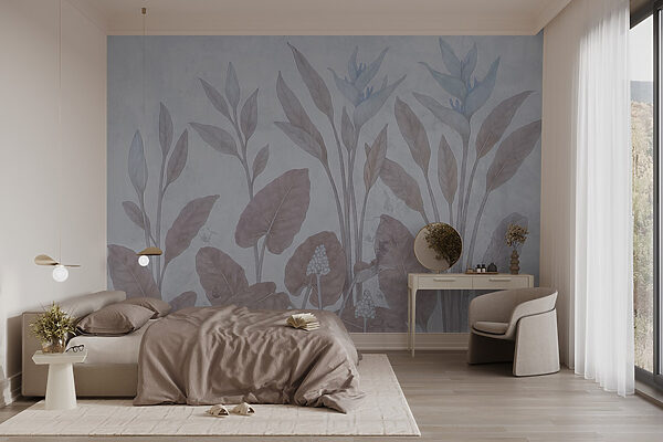 Delicate leaves and petals intertwine Wall murals Delicate leaves and petals intertwine