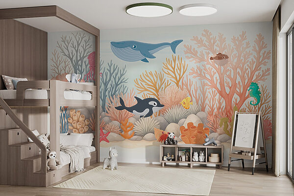 Sea life with corals and fish Wall murals Sea life with corals and fish