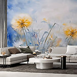 Wall murals Yellow and white flowers