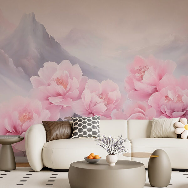Painting of pink flowers Wall murals Painting of pink flowers
