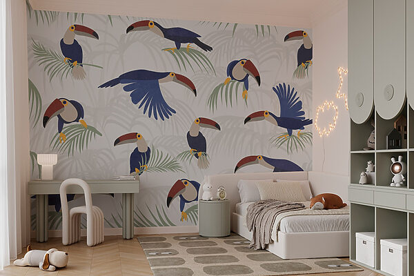 Pattern of birds and plants Wall murals Pattern of birds and plants
