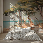 Wall murals Group of trees on a rocky island