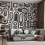 Wall murals Black and white pattern on a white surface