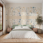 Wall murals Floral pattern with blue and white flowers