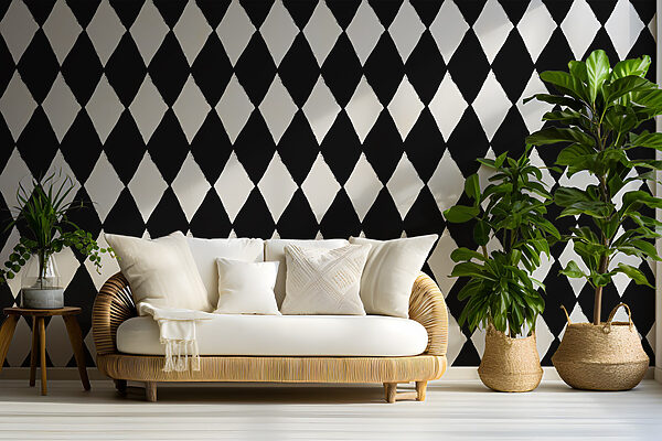 Black and white diamond pattern Wall murals Black and white diamond pattern