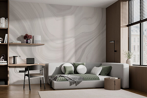 White and gray marbled surface Wall murals White and gray marbled surface