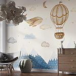 Wall murals Whale and hot air balloon in the sky