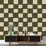 Wall murals Green and white checkered pattern