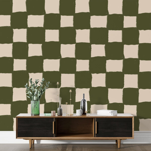 Green and white checkered pattern Wall murals Green and white checkered pattern