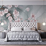 Wall murals Branch with pink flowers and white flowers