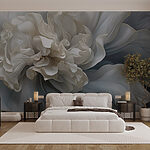 Wall murals White flower with ruffles