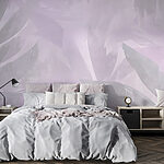 Wall murals White and purple background with leaves