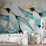 Wall murals Painting of penguins flying