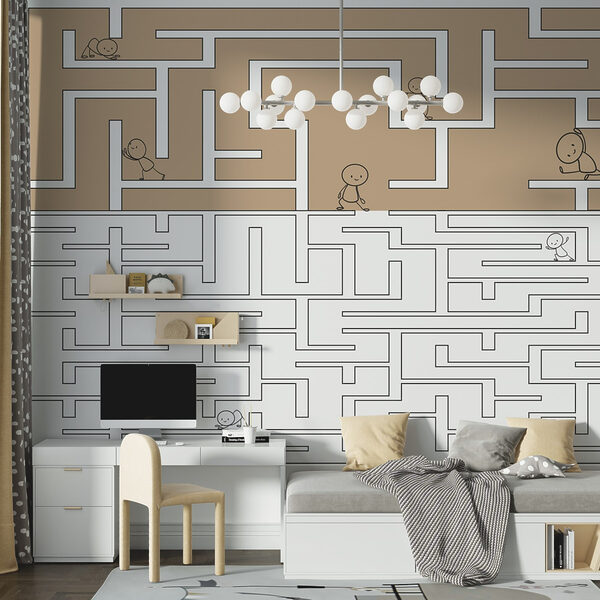 Maze game with people walking on the wall Wall murals Maze game with people walking on the wall