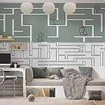 Wall murals Maze game with cartoon people walking through the maze