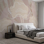 Wall murals White outline of mushrooms