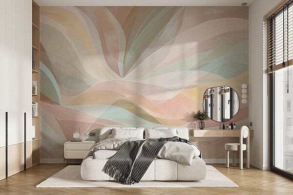 Colorful swirly lines on a brown background Wall murals Colorful swirly lines on a brown background