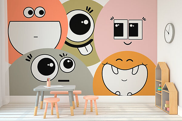 Group of cartoon faces Wall murals Group of cartoon faces