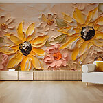 Wall murals Painting of flowers on a wall
