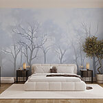 Wall murals Group of trees in fog