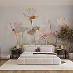 Wall murals Painting of flowers and leaves