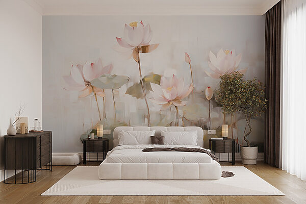 Painting of flowers and leaves Wall murals Painting of flowers and leaves