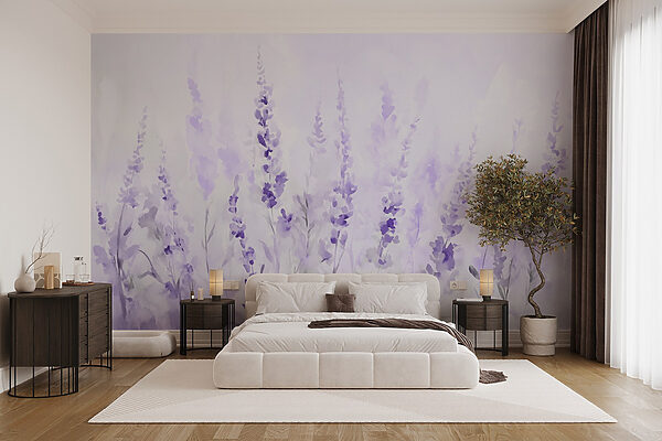 Wall murals Painting of purple flowers (SKU: w09069v1)