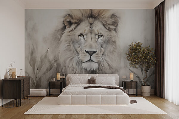 Wall murals Majestic lion in serene surroundings (SKU: w03888) Wall murals Wall murals Majestic lion in serene surroundings (SKU: w03888)