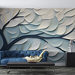 Wall murals White and blue tree with leaves