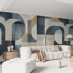 Wall murals Colorful art piece with curved shapes