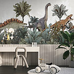 Wall mural Dinosaurs roaming through lush foliage
