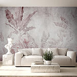 Wall mural Faded botanical print on textured surface