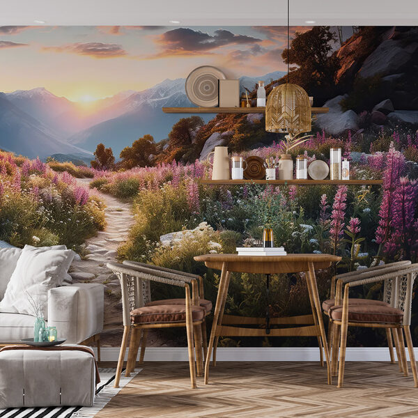 Wall mural Field of flowers and rocks (SKU: u96210) Wall mural Wall mural Field of flowers and rocks (SKU: u96210)