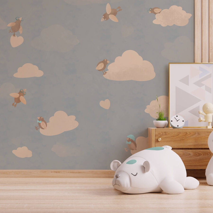 Wall mural Pattern of birds flying in the sky (SKU: t00098)