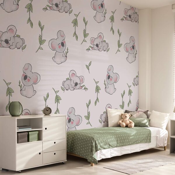 Wall mural Pattern of koalas and leaves (SKU: t00108) Wall mural Pattern of koalas and leaves (SKU: t00108)