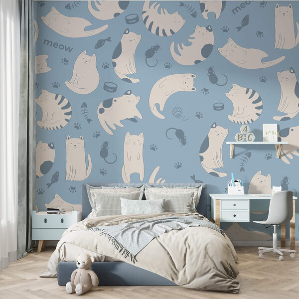 Wall mural Pattern of cats and kittens (SKU: t00172) Wall mural Pattern of cats and kittens (SKU: t00172)