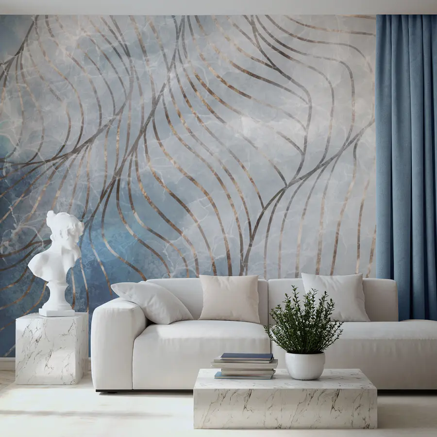 Wall mural Gentle waves in soft blue hues (SKU: t00202)