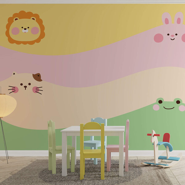 Wall mural Group of animals with a lion and a lion (SKU: t00240) Wall mural Group of animals with a lion and a lion (SKU: t00240)