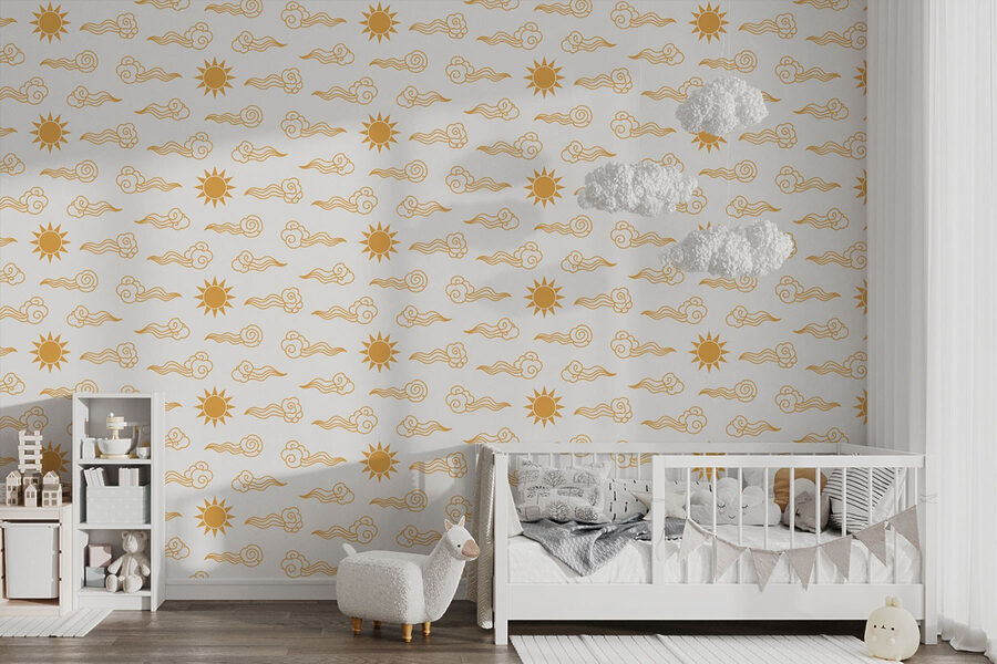 Wall mural Pattern of clouds and sun (SKU: u99270)