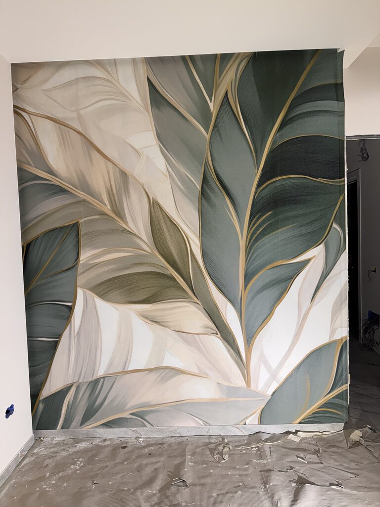 Wall mural Elegant leaves in soft hues